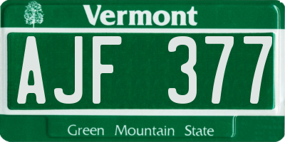 VT license plate AJF377