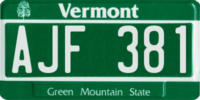 VT license plate AJF381
