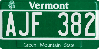 VT license plate AJF382