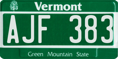 VT license plate AJF383
