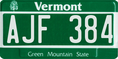 VT license plate AJF384