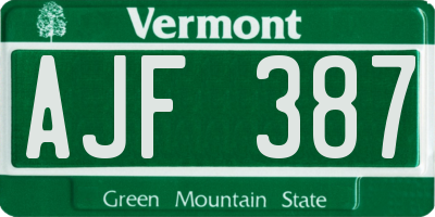 VT license plate AJF387