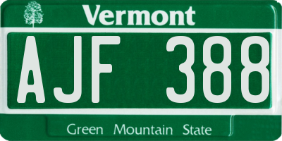 VT license plate AJF388