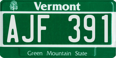 VT license plate AJF391