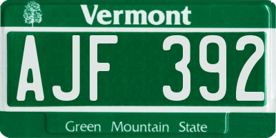 VT license plate AJF392
