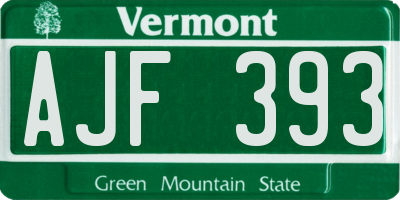 VT license plate AJF393