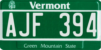 VT license plate AJF394