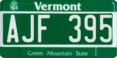 VT license plate AJF395