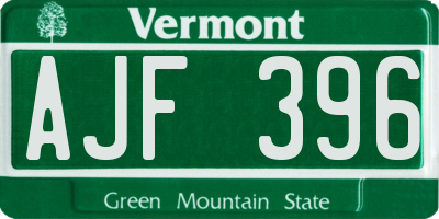 VT license plate AJF396