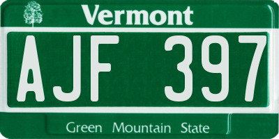 VT license plate AJF397
