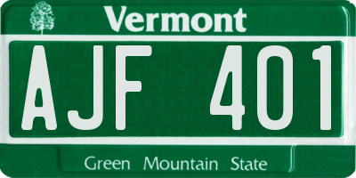 VT license plate AJF401
