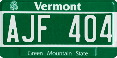 VT license plate AJF404