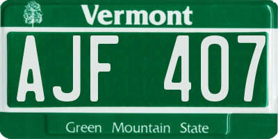 VT license plate AJF407