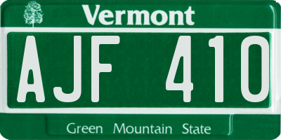 VT license plate AJF410