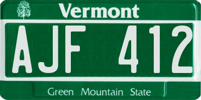 VT license plate AJF412