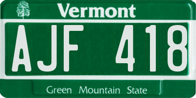 VT license plate AJF418