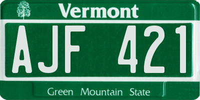 VT license plate AJF421