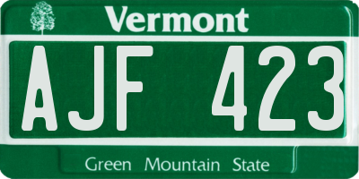 VT license plate AJF423