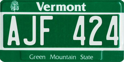 VT license plate AJF424