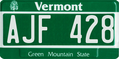 VT license plate AJF428