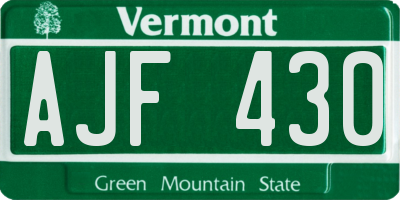 VT license plate AJF430