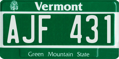 VT license plate AJF431