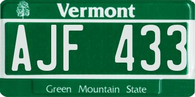VT license plate AJF433
