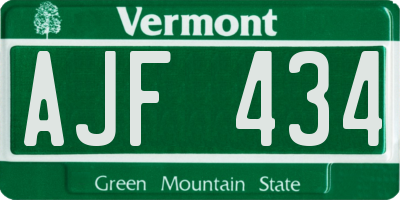 VT license plate AJF434