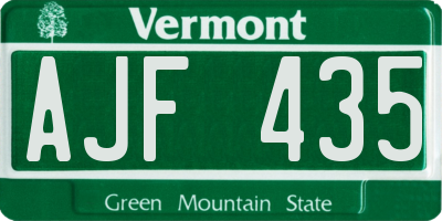 VT license plate AJF435