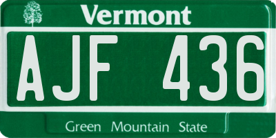 VT license plate AJF436