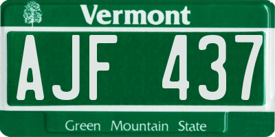 VT license plate AJF437