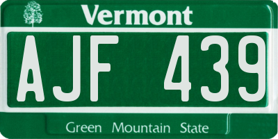 VT license plate AJF439