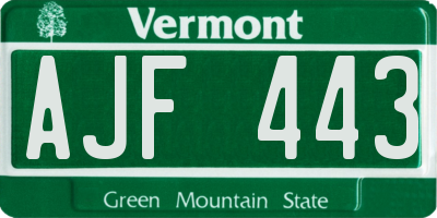 VT license plate AJF443