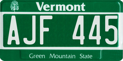 VT license plate AJF445