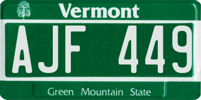 VT license plate AJF449