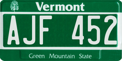 VT license plate AJF452