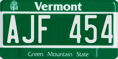 VT license plate AJF454