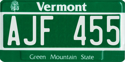 VT license plate AJF455