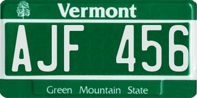 VT license plate AJF456