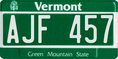 VT license plate AJF457