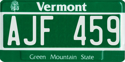 VT license plate AJF459