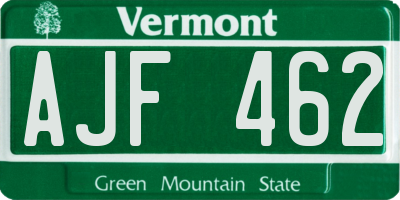 VT license plate AJF462