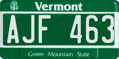 VT license plate AJF463