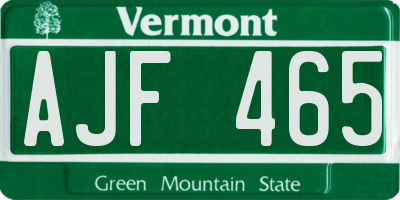 VT license plate AJF465