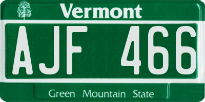 VT license plate AJF466