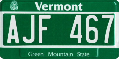 VT license plate AJF467