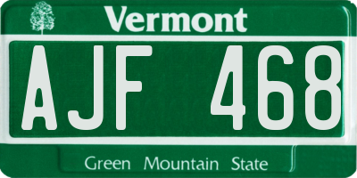 VT license plate AJF468