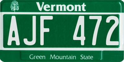 VT license plate AJF472
