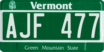 VT license plate AJF477