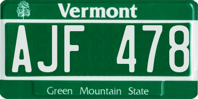 VT license plate AJF478